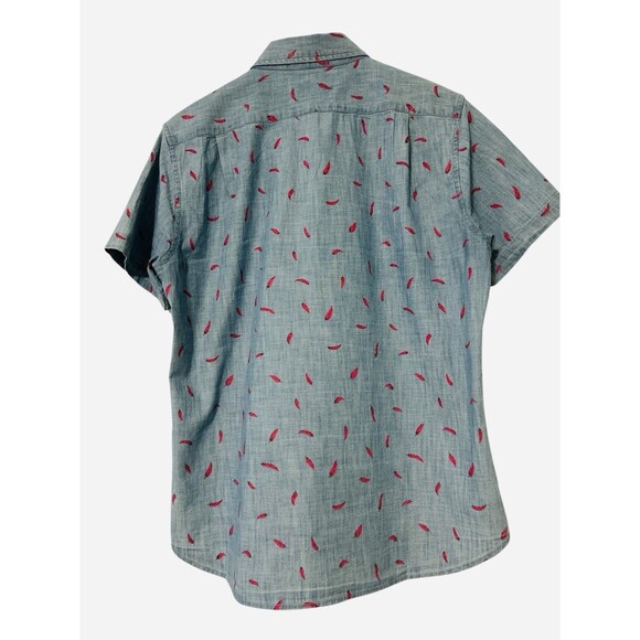 Bonobos Men's Blue Chambray Chili Pepper Slim Fit Short Sleeve Shirt Medium - Picture 3 of 4